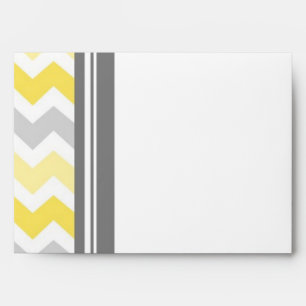 Lemon White Grey Chevron Wedding Envelope