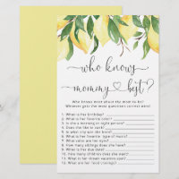 Lemon Who Know Mummy Best Baby Shower Game