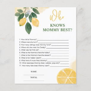 Lemon Who knows Mommy best Baby Shower Game