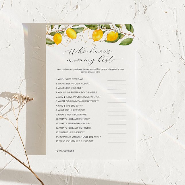 Lemon Who Knows Mummy Best Baby Shower Game  (Creator Uploaded)