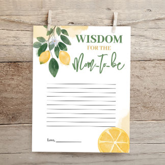 Lemon Wisdom for the Mum to be Baby Shower Game