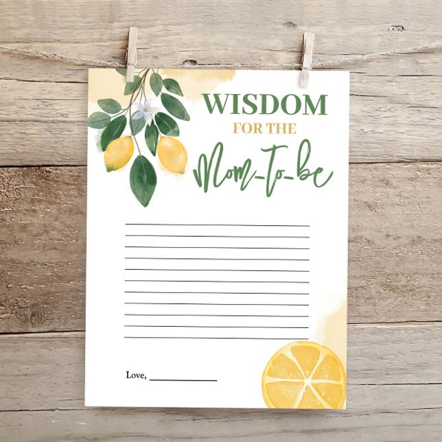 Lemon Wisdom for the Mum to be Baby Shower Game (Creator Uploaded)