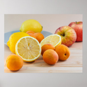 Lemon With Apricots And Apples Food Photography Poster