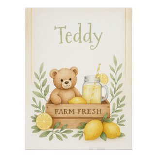 Lemon with Bear Nursery Wall Art