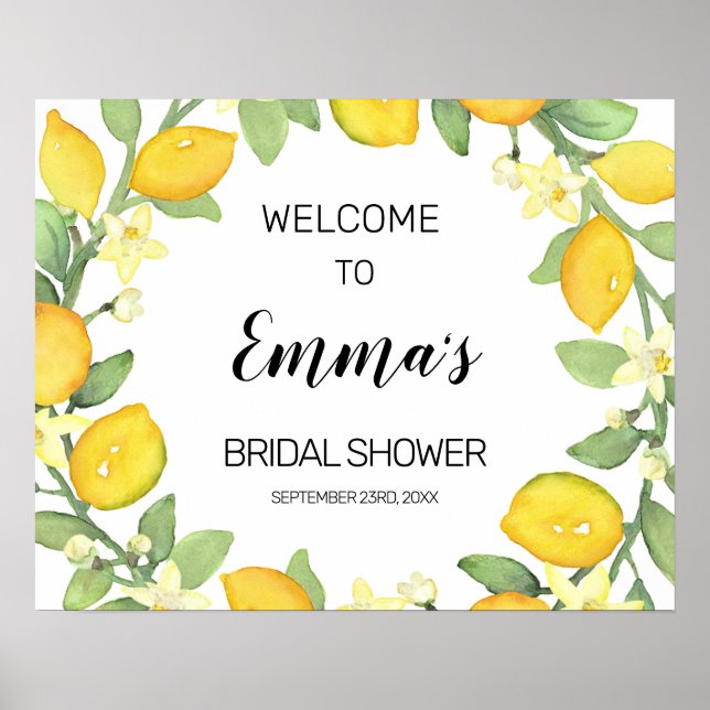 Lemon Wreath Bridal Shower Welcome Sign (Front)