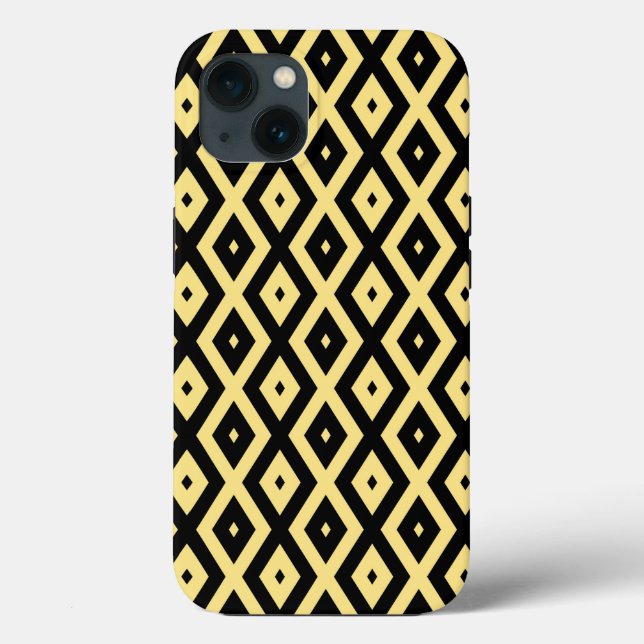Lemon yellow and black diamond pattern Case-Mate i Case-Mate iPhone Case (Back)
