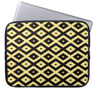 Lemon yellow and black diamond pattern laptop sleeve
