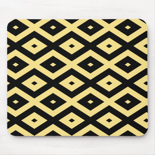 Lemon yellow and black diamond pattern mouse pad (Front)