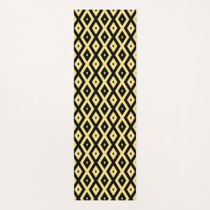 Lemon yellow and black diamond pattern yoga mat