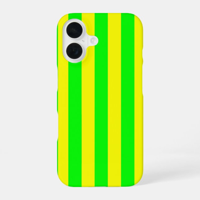 Lemon Yellow and Lime Green Stripes  iPhone 16 Case (Back)