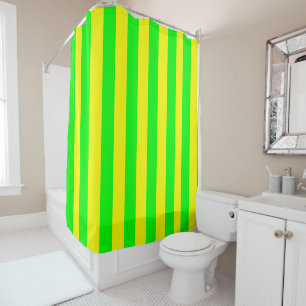 Lemon Yellow and Lime Green Stripes  Shower Curtain