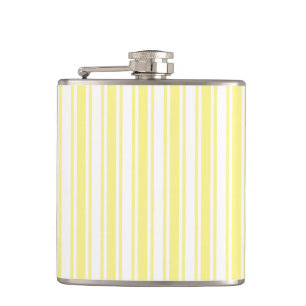 Lemon yellow and white candy stripes hip flask