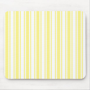 Lemon yellow and white candy stripes mouse pad