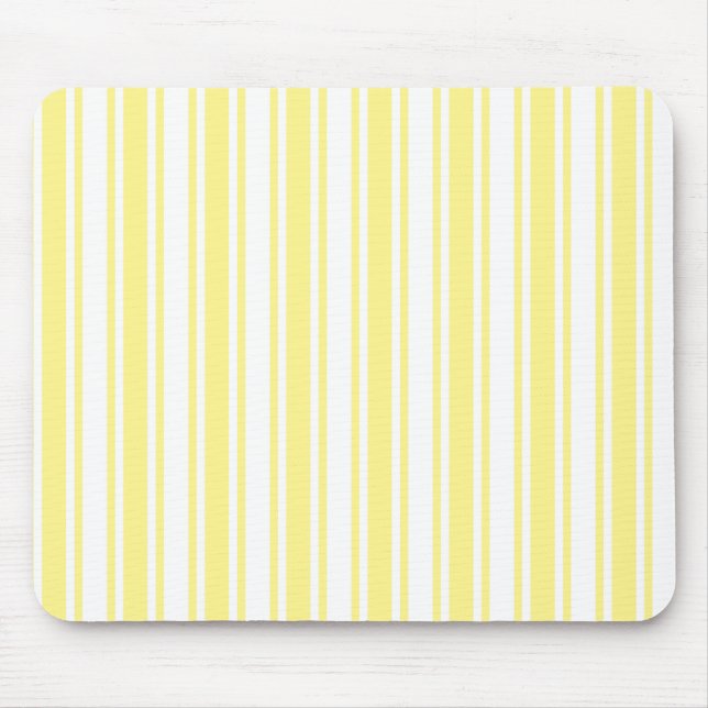 Lemon yellow and white candy stripes mouse pad (Front)