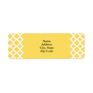 Lemon Yellow and White Quatrefoil Pattern