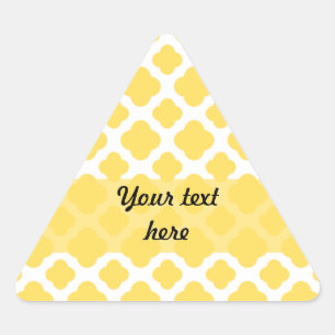 Lemon Yellow and White Quatrefoil Pattern Triangle Sticker