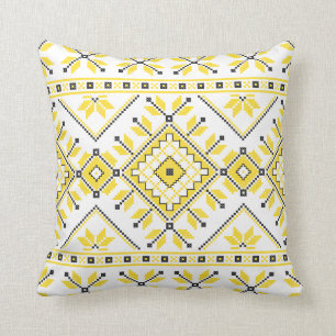 Lemon Yellow Aztec Tribal Ethnic Geometric Pattern Cushion