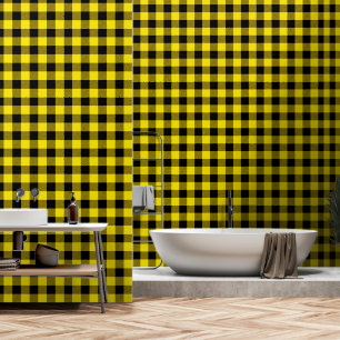 Lemon Yellow Black 3 Inch Lumberjack Buffalo Plaid Wallpaper
