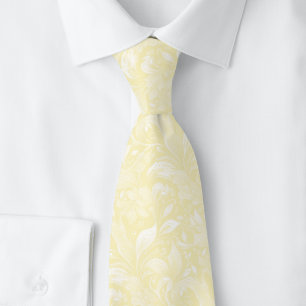 Lemon Yellow Botanical Batik Tie