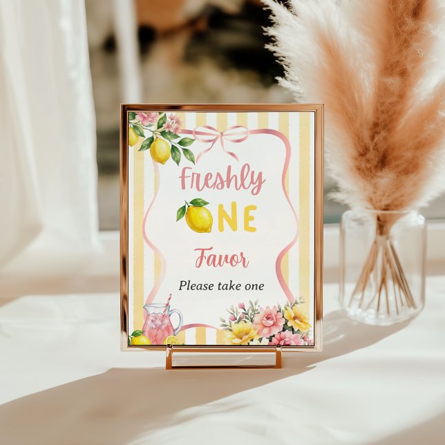 Lemon Yellow Bow Freshly One First Birthday Favour Poster (Creator Uploaded)