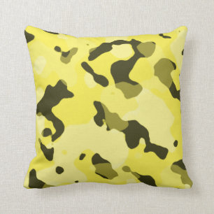 Lemon Yellow Camo; Camouflage Cushion