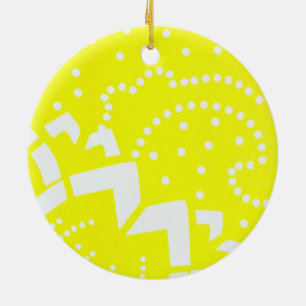 Lemon yellow cirtus graphic dot geometric pattern ceramic tree decoration