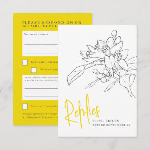 Lemon yellow citrus blossom wedding reply RSVP  Card