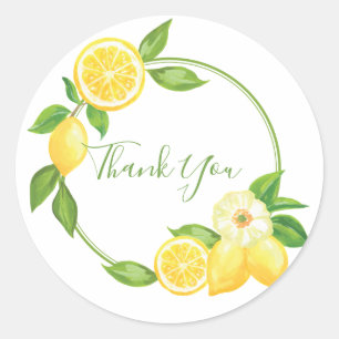 Lemon Yellow Citrus Thank You Favour Tag Sticker
