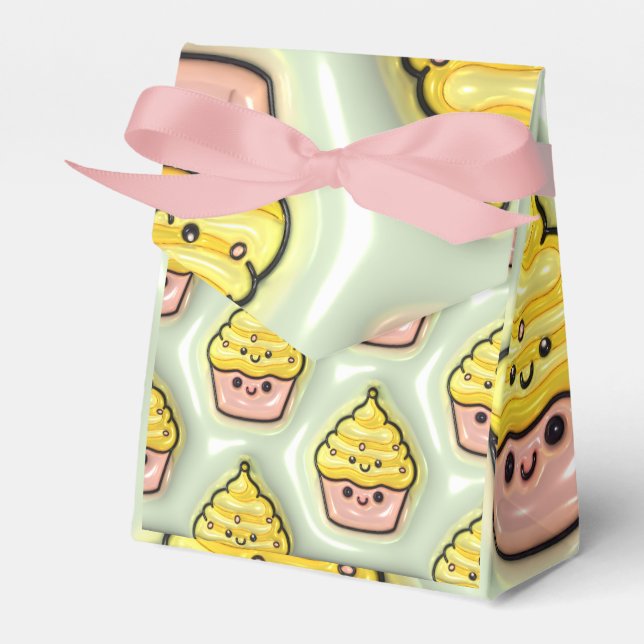 Lemon Yellow Cupcake Favour Box (Front Side)