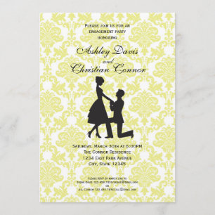 Lemon Yellow Damask Invitations