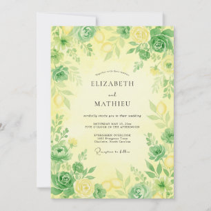 Lemon Yellow Fresh Citrus Summer Wedding Invitation