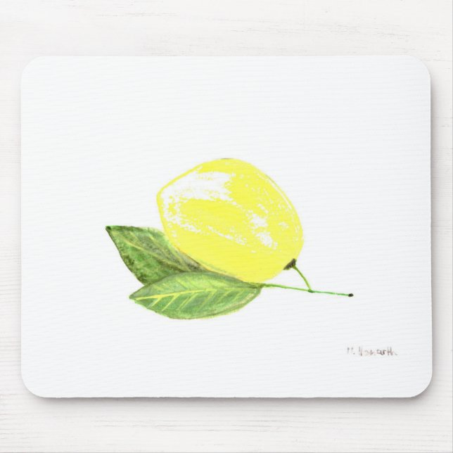 Lemon yellow fruit Watercolor Citrus Summer Mouse Pad (Front)
