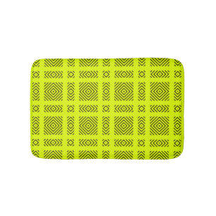 Lemon yellow geometric pattern bath mat