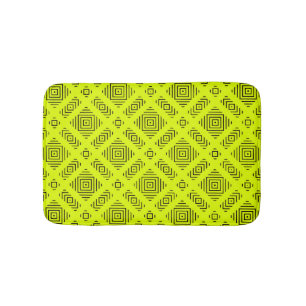 Lemon yellow geometric pattern bath mat