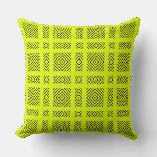 Lemon yellow geometric pattern cushion