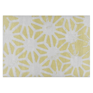 Lemon yellow geometric pattern cutting board