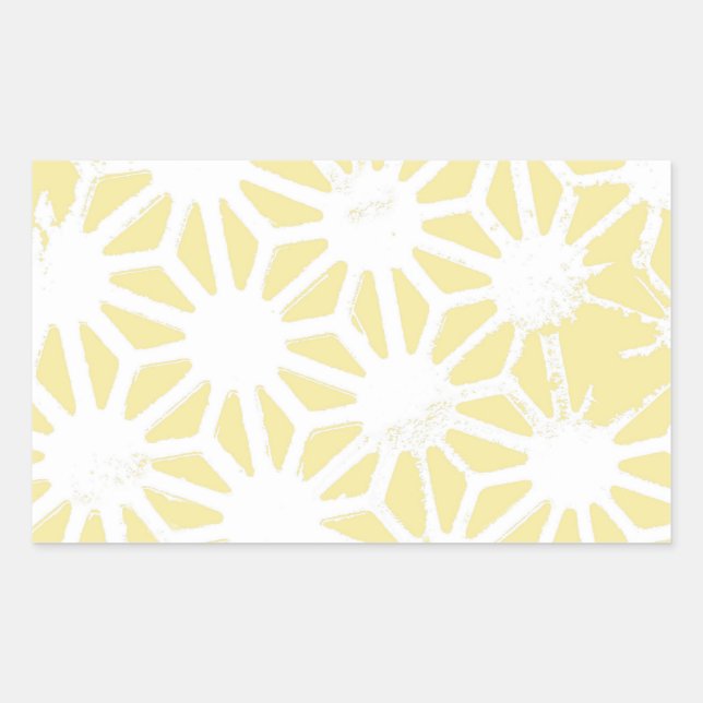 Lemon yellow geometric pattern rectangular sticker (Front)