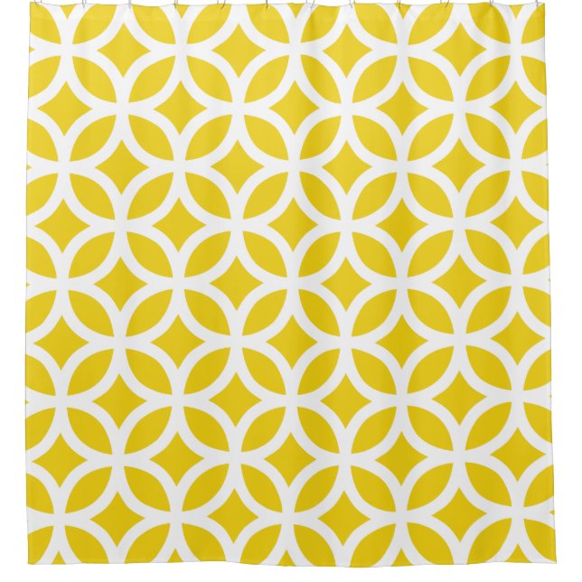 Lemon Yellow Geometric Pattern Shower Curtains (Front)
