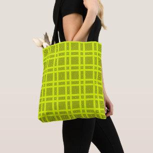 Lemon yellow geometric pattern tote bag