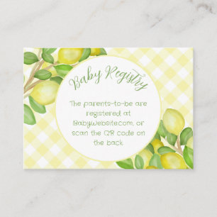 Lemon Yellow Gingham Baby Registry Enclosure Card