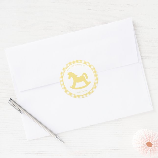 Lemon yellow Gingham gender neutral envelope seal (Envelope)