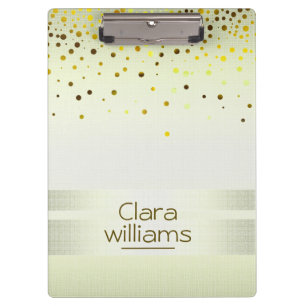 Lemon Yellow Glitter Linen Sparkle Confetti Modern Clipboard