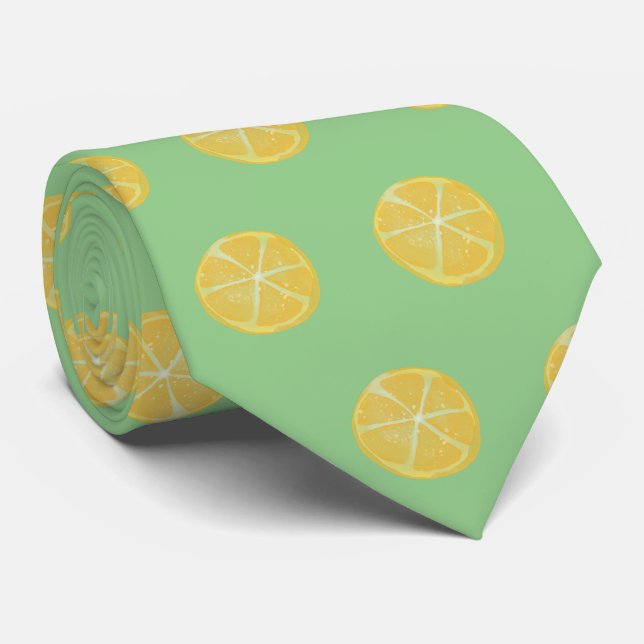 Lemon Yellow Green Neck Tie (Rolled)