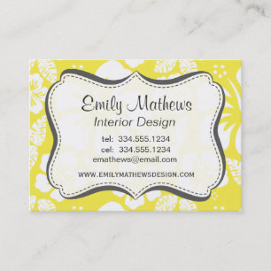 Lemon Yellow Hawaiian Tropical Hibiscus Business Card