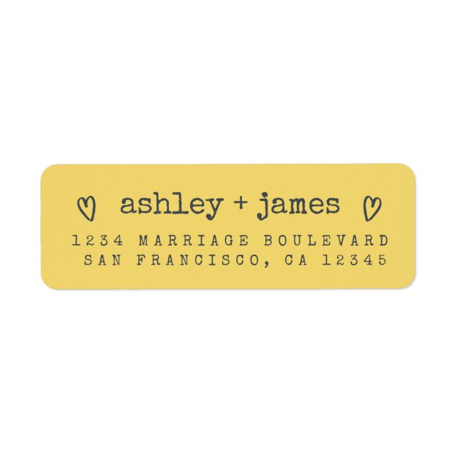 Lemon Yellow Heart Couple Return Address (Front)