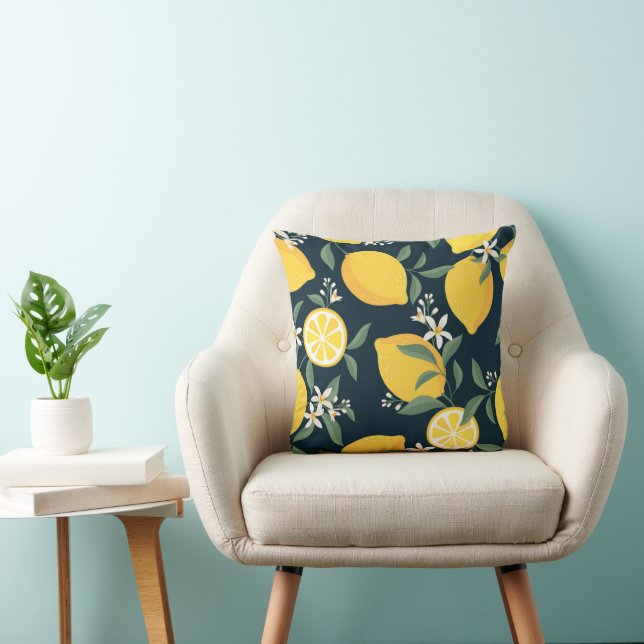 Lemon Yellow Leaf Pattern Cushion (Chair)