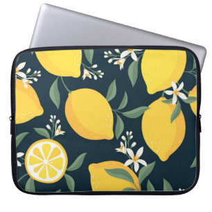 Lemon Yellow Leaf Pattern Laptop Sleeve
