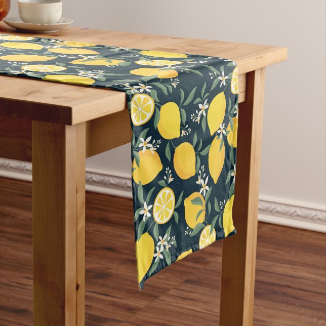 Lemon Yellow Leaf Pattern Medium Table Runner (In Situ)