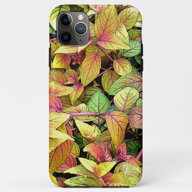 Lemon-Yellow, Lime-Green and Blushing Pink Leaves Case-Mate iPhone Case (Back)