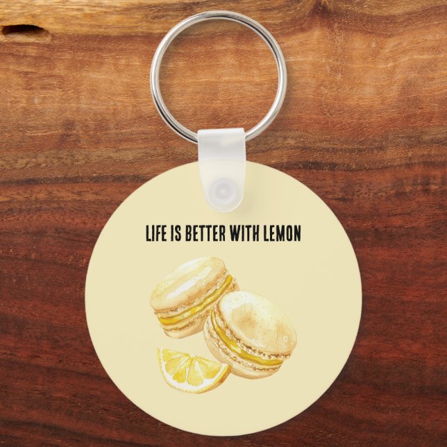 Lemon Yellow Macarons Key Ring (Front)